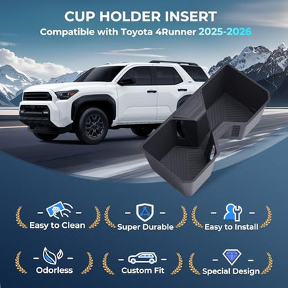 Center Console Cup Holder Inserts for Toyota 4Runner 2026 2025 (Cup Holder for 2025-2026 4Runner, Front)