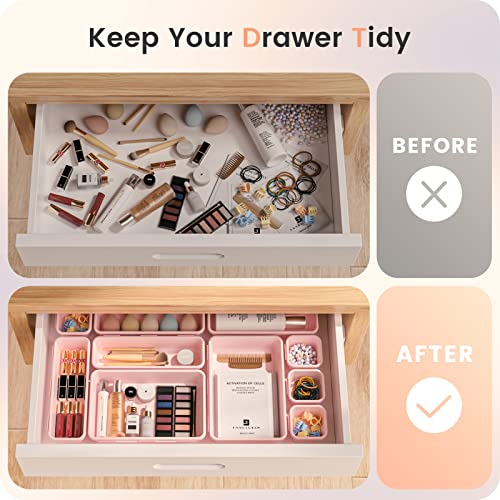 Tool Box Organizer Tray Divider Set Drawer Organizer (5 Size / Pink)