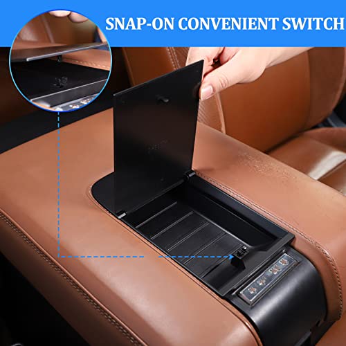 Black ABS Car Center Console Dash Table Storage Tray Compatible with Toyota Tundra 2014 (Black)