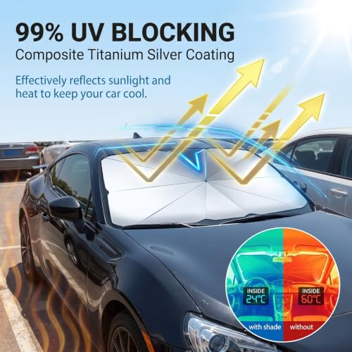 Car Windshield Sun Shade (1 PC / Black & Silver #1)