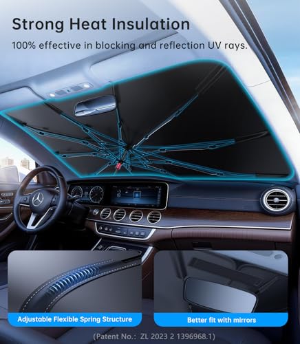 Upgrade Universal Windshield Sun Shade Umbrella (Small (53"L x 30"W) Universal)