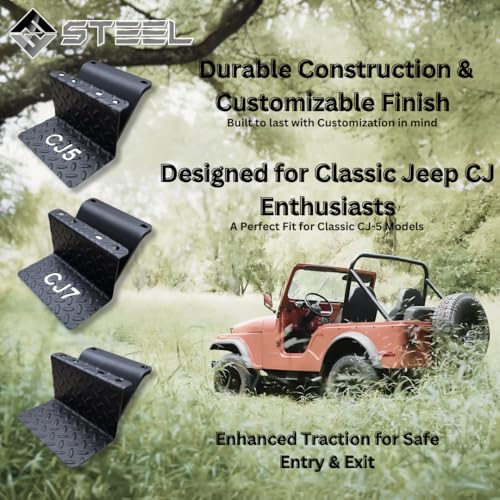 CJ5 Side Steps Compatible with Jeep © CJ Vehicles (CJ5-BLACK)