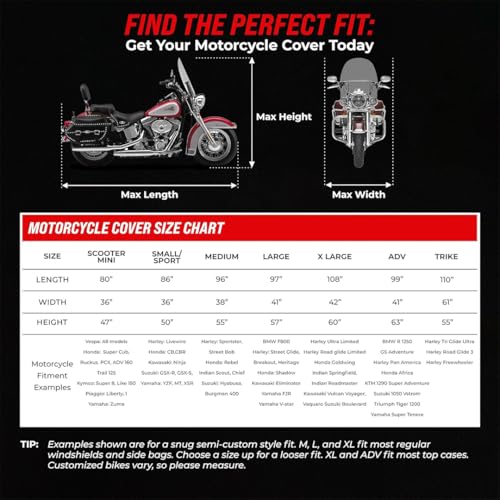 Waterproof Outdoor Motorcycle Cover for Adventure Bikes (Light Gray / [ADV] 99"L x 41"W x 63"H)