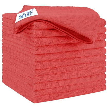 Red Microfiber Cleaning Cloth 12 Pack (Red / 12.5 x 12.5 Inch)
