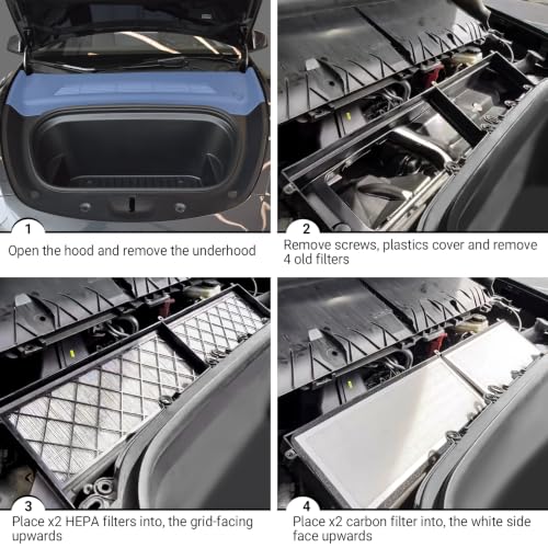 4PCS HEPA Cabin Air Filter for Tesla Model Y 2020 (White+Black)