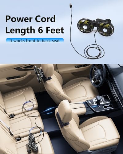 Dual Head Car Cooling Fans for Back Seat for Kids (Battery Powered)