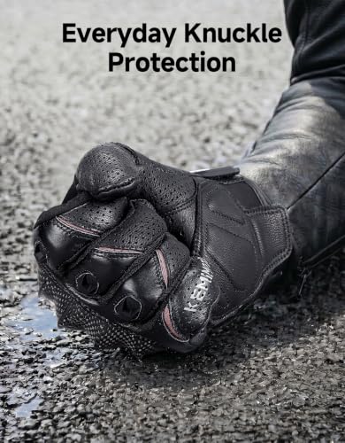 Sheepskin Leather Motorcycle Gloves for Men (Black / XX-Large)