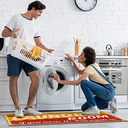 20" x 59" Laundry Room Rug (Yellow/Red Bubbles)