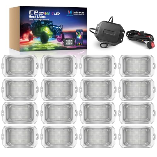 C2 MAX 16 Pods RGB+IC Chasing Rock Lights with White Housing (16 Pods With White Housing)