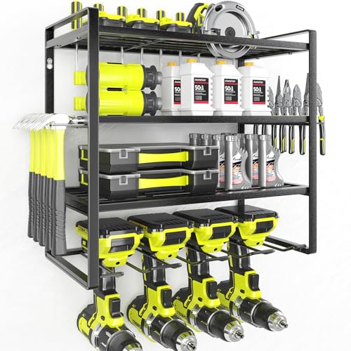 Power Tool Organizer (4-Layer 4-Drill / 4 Cordless Drills Black)