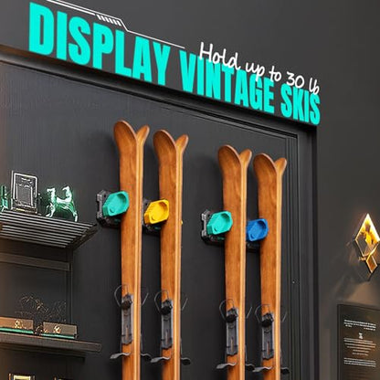 Ski & Snowboard Wall Rack for Garage Wall Fits Any Ski (Aurora Green / 1 Pack)