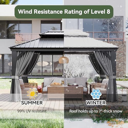 12' X 16' Hardtop Gazebo with Drainage (Gray / 12' X 16')