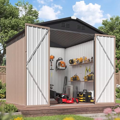 6' x 6' Metal Outdoor Storage Shed (Gray / 6x6)