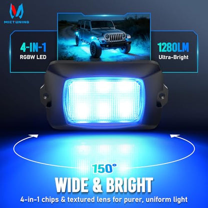Q1 RGBW 4 Pod Rock Lights for Trucks with App & Remote Control (Rgbw 4 pods)