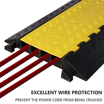 1 Pack Rubber Cable Ramp Hose Cable Protector Ramp 4 Channel 22000Lbs Load Capacity Traffic Speed Bump Wires Power Lines Extension Cord Cover for Indoor Outdoor (22000lbs-4channel-1pack)