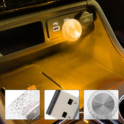 4PCS USB LED Car Interior Atmosphere Lamp (Yellow)