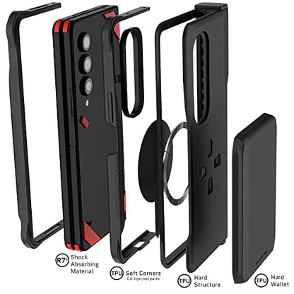 Exec Wallet Case for Galaxy Z Fold 4 with Magnetic Credit Card Holder (Galaxy Z Fold 4 / Black)
