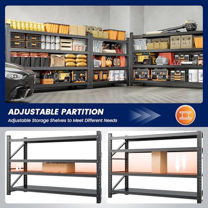 68" W Metal Garage Storage Shelves (68"Wx24"Dx63"H)