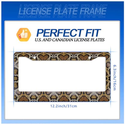Snake Printed License Plate Frame Animal Skin Texture License Plate Stainless Steel Funny License Plate Holder Colorful Car Accessory with Screws Car Decoration 12.3" x 6.3" Men Women (Cool Snake Animal Printed)