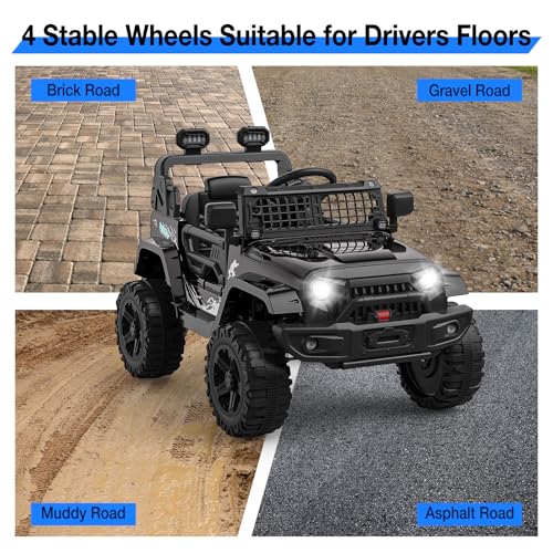 12V Kids Electric Ride On Truck Car w (Black)