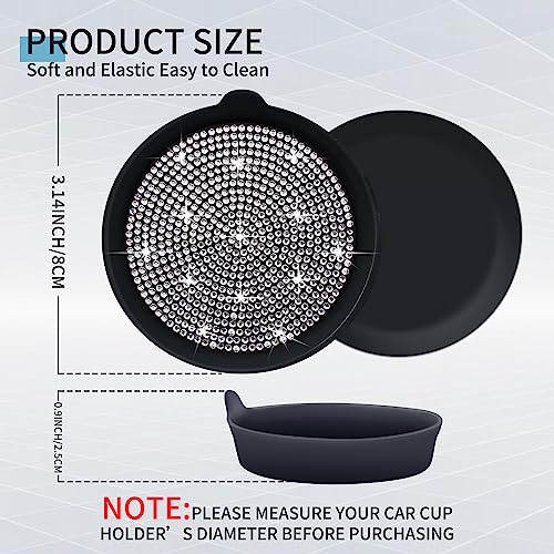 4 Pack Car Cup Holder Coaster Bling Crystal Rhinestone Car Interior (Black Whole Rhinestone / 4 Pack)