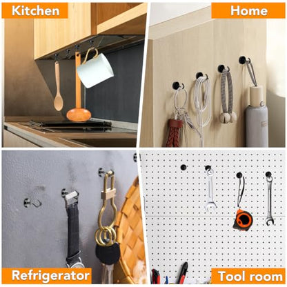 Magnetic Hooks 30Lbs+ Black Heavy Duty Earth Magnets with Hook (Black / 4Pack-30LB)