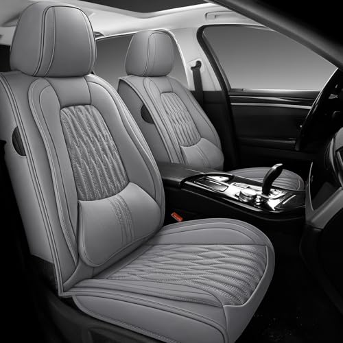 Car Seat Cover Full Set (Gray-white / Front Pair)