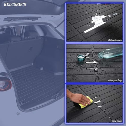 All Weather Floor Mats & Cargo Liner Custom for 2019 2020 Hyundai Santa Fe Car Mats Trunk Liner Floor Liners Trunk Mat Santa Fe Floor Mats Cargo Mat Accessories Black