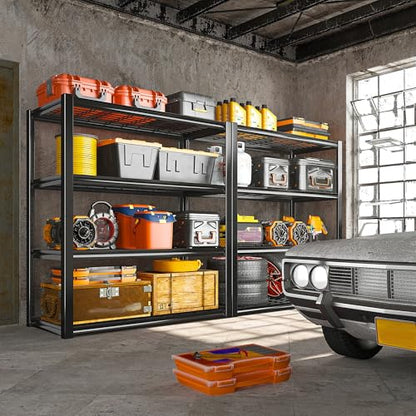 40" W Storage Shelves with Wire Mesh Panels for Garage Organization (Black)