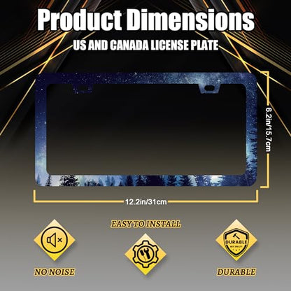 Stainless Steel Starry Sky Galaxy Forest License Plate Frame 12.3 x 6.3 in (Starry Sky Galaxy Forest)