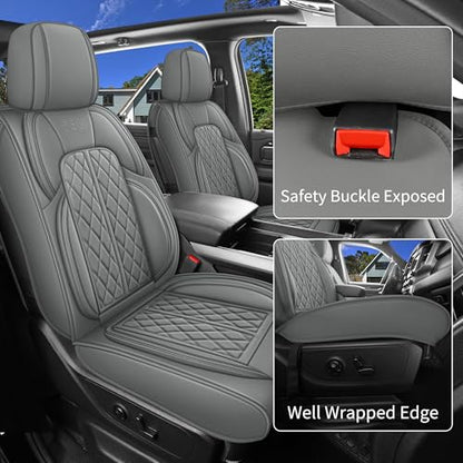 Car Seat Cover Custom Fit for Dodge Ram 1500 2500 3500 2002 (Grey / Full Set (Flat Rear))