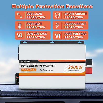 2000W Pure Sine Wave Inverter 24V DC to 120V AC Converter (2000W-Wired / 24V)