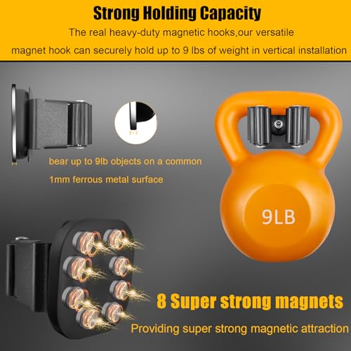 Upgraded Magnetic Broom and Mop Holder Wall Mount (2 Pcs / Black-8 Magnets)