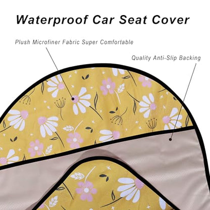Car Seat Cover Protector Front Seats (2Pcs Front Seat Towel / Chamomile and Yellow)