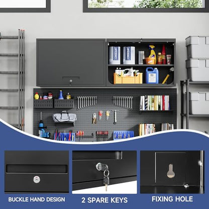 Metal Wall Cabinet with Locking Door and Shelf (21.65"H / Black)