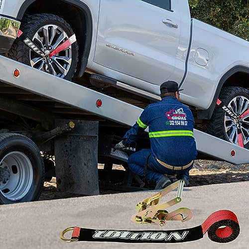 4 Pack Car Tie Down Straps for Trailers (red)