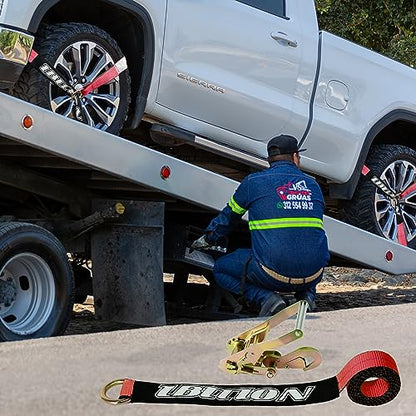 4 Pack Car Tie Down Straps for Trailers (red)