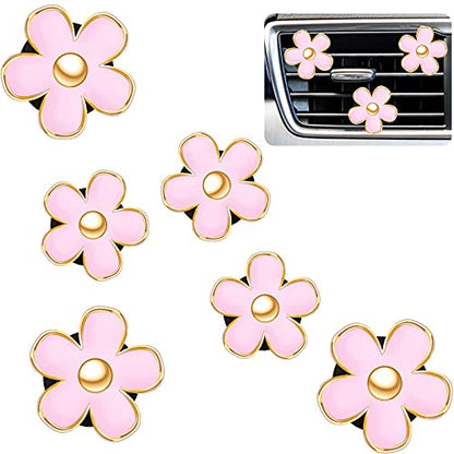 6 Pcs Daisy Vent Clips for Car (Pink / 1 Count (Pack of 6))