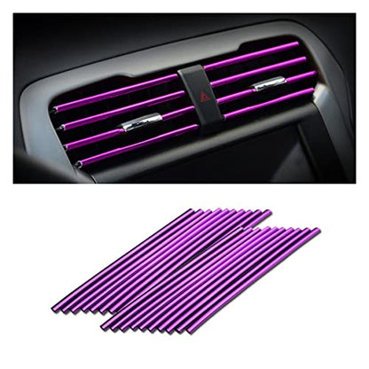 20PCS Waterproof Bendable Car Air Vent Trim Strips (Purple)