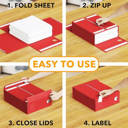 6 Pack Bed Sheet Organizers and Storage (6 Pack / Red)