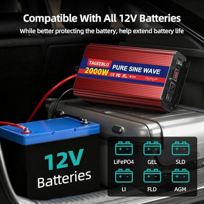 2000 Watt Inverter Pure Sine Wave12V DC to 110V