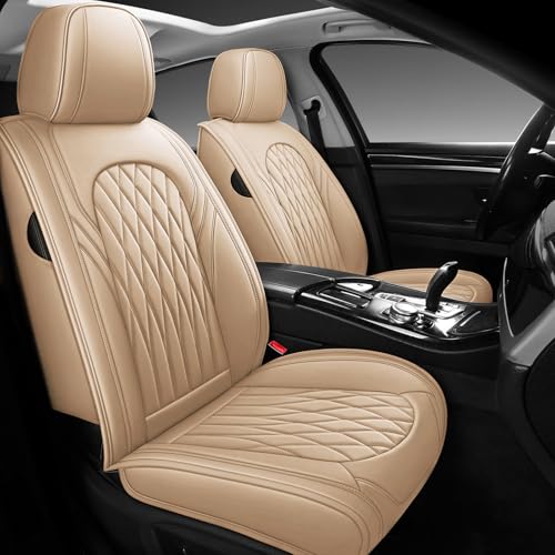 Nappa Faux Leather Car Seat Covers Full Set (Beige / Front Pair)