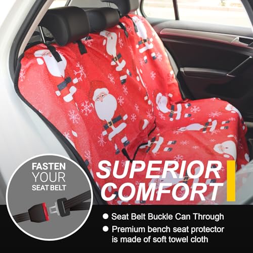 Back Seat Cover for Car Trucks Van SUV Jeep (Rear Bench Seat Towel / Santa Claus)