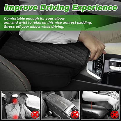 Center Console Cover Custom Fit for Hyundai Santa Cruz 2022 2023 2024 2025 2026 Armrest Cover Cushion Pad Santa Cruz Accessories PU Leather Armrest Seat Box Protector with Pockets Storage Bag (Size for Hyundai Santa Cruz 2022-2026)