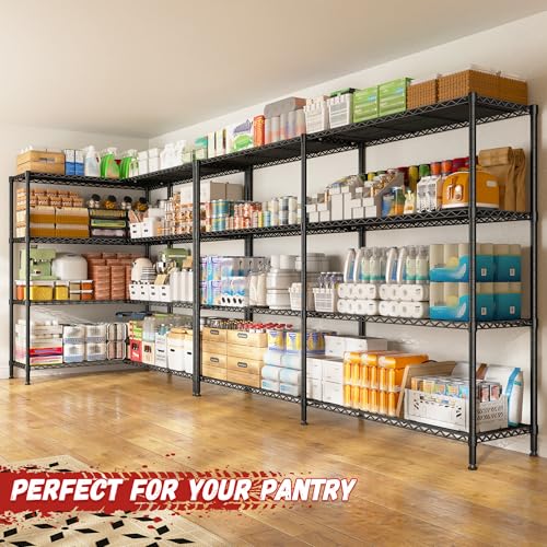 4 Tier Heavy Duty Wire Shelving (Black-15.8"Dx69.8"Wx62.9"H-4 Tier)