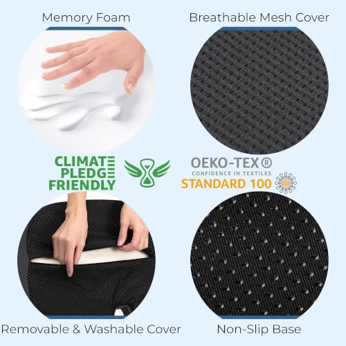 Seat Cushion Memory Foam Chair Pad for Tailbone Pain Relief (Dark Gray / XX-Large)
