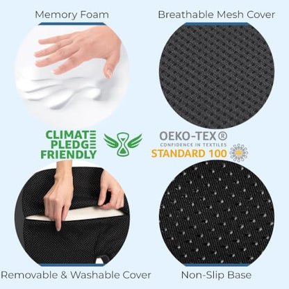 Seat Cushion Memory Foam Chair Pad for Tailbone Pain Relief (Dark Gray / XX-Large)