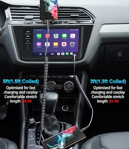 USB C to C Cable for Car 3FT&5FT (3FT/5FT / USB C to USB C / Black)