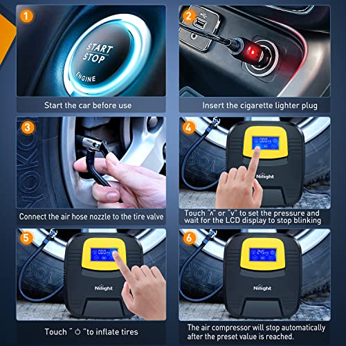 Digital Tire Inflator Air Compressor Portable Pump w (Touch Screen Air Pump)