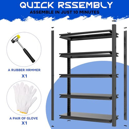 63"H Garage Shelving Heavy Duty Rack (5-Tier 63"H×31.5"W×13.78"D)